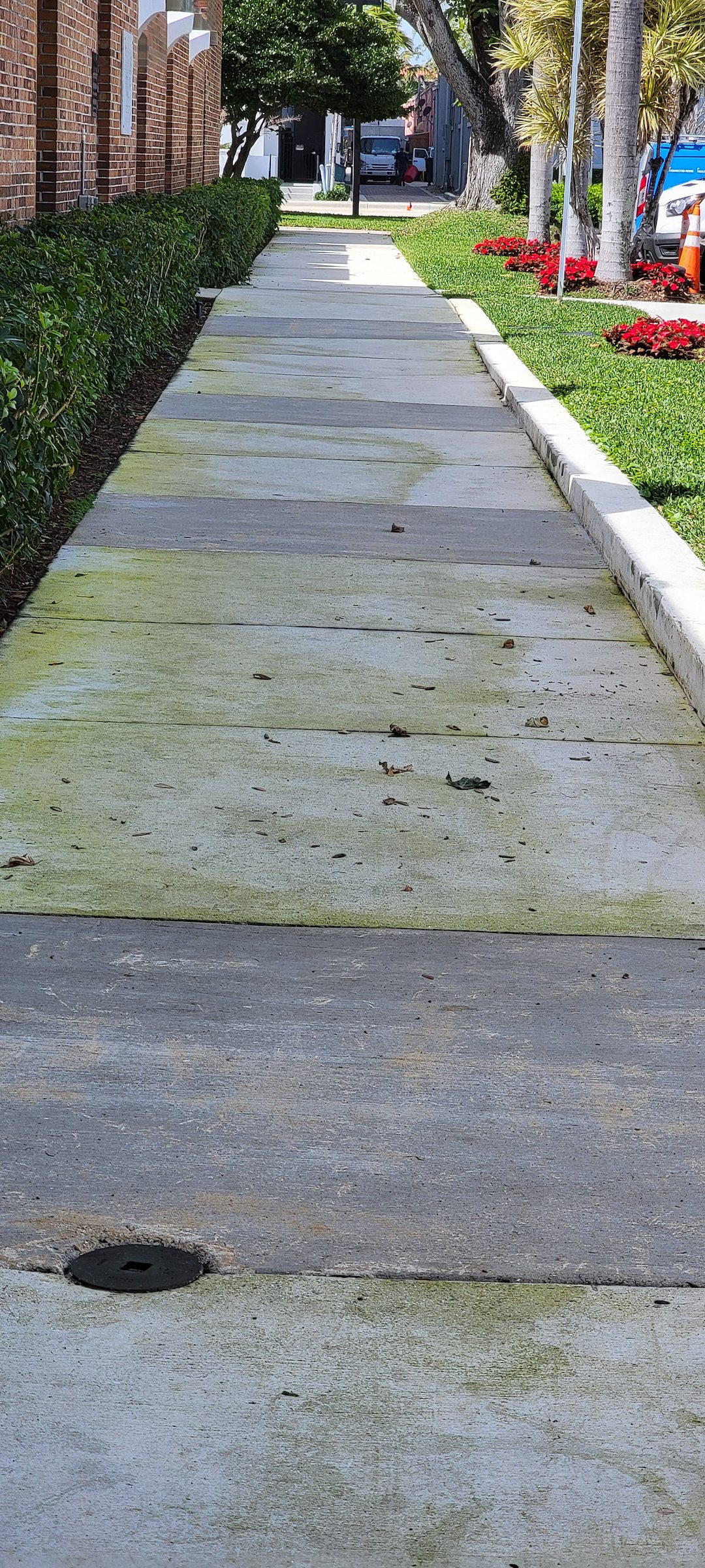 Pressure cleaning sidewalk, stairs and back patio at a St. Gregory's Episcopal Church in Boca Raton FL 33432 Thumbnail